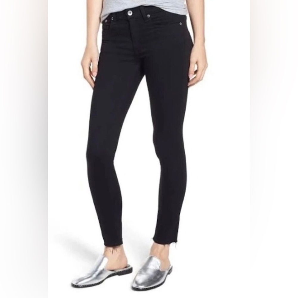 Jeans Rag & Bone skinny ankle Cropped with Raw Edge size 24 color Coal Perfect